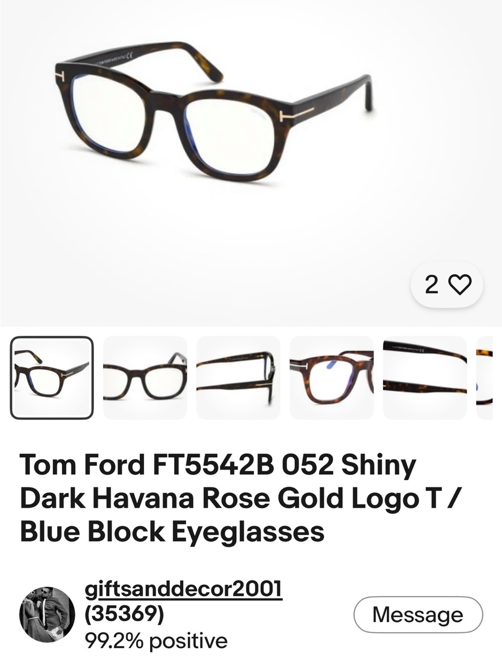 Tom Ford Dark Havana eyeglass frames